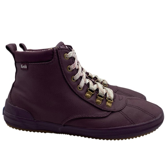 Keds Womens Shoes Scout Lace Up Boots Sz 9.5 Plum Purple Water Resistant Flat - Picture 2 of 13